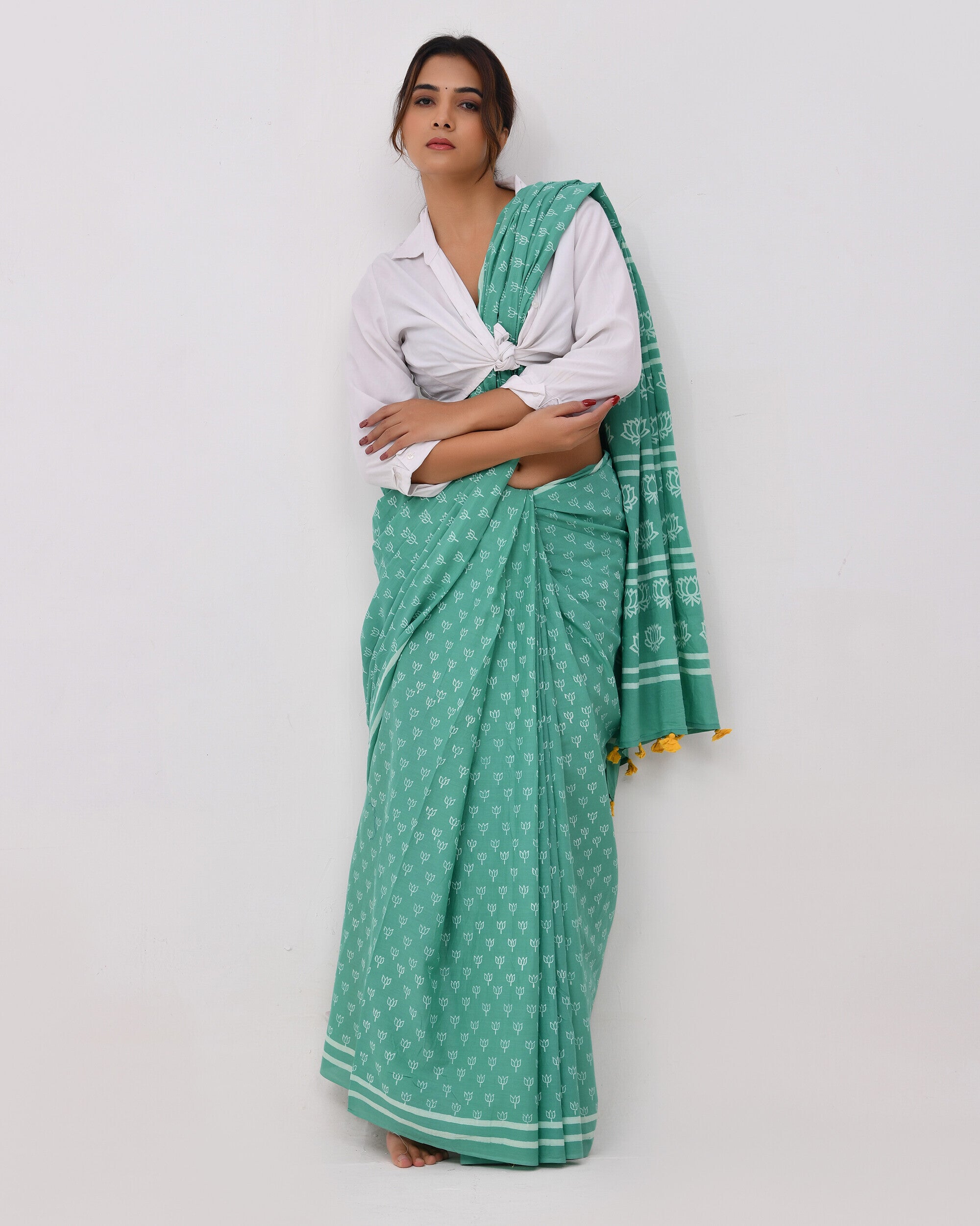 Half & Half Cotton Mulmul Saree