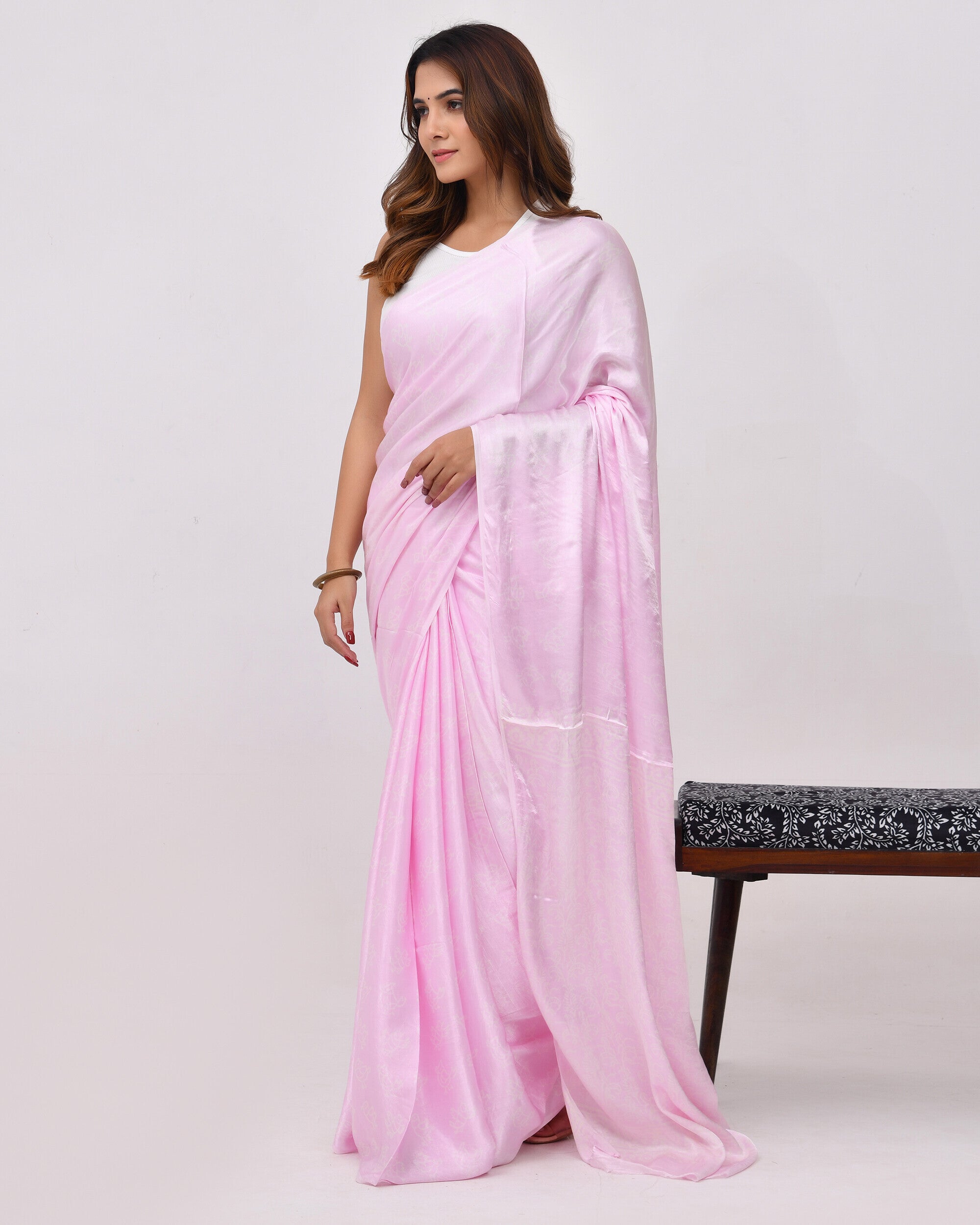 Powder Pink Modal Silk Saree