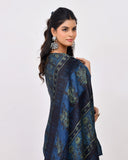Load image into Gallery viewer, Rajnesa Traditional Block Print Modal Silk Saree - Indigo &amp; Black