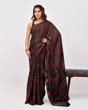 Load image into Gallery viewer, Maroon &amp; Black Modal Silk Saree