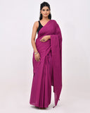 Load image into Gallery viewer, Plum Purple Cotton Mulmul Saree