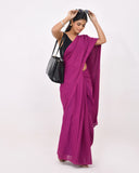 Load image into Gallery viewer, Rajnesa Plum Purple Plain Cotton Mulmul Saree - Without Blouse