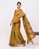 Load image into Gallery viewer, Rajnesa Traditional Ajrakh Print Chanderi Silk Saree - Olive