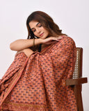 Load image into Gallery viewer, Rajnesa Traditional Ajrakh Print Chanderi Silk Saree - Peach