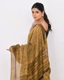 Load image into Gallery viewer, Rajnesa Traditional Ajrakh Print Chanderi Silk Saree - Olive