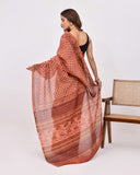 Load image into Gallery viewer, Rajnesa Traditional Ajrakh Print Chanderi Silk Saree - Peach