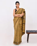 Load image into Gallery viewer, Olive Ajrakh Print Chanderi Silk Saree