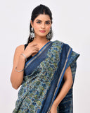 Load image into Gallery viewer, Rajnesa Traditional Ajrakh Print Chanderi Silk Saree - Indigo