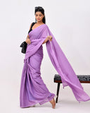 Load image into Gallery viewer, Rajnesa Lavender Blue Plain Cotton Mulmul Saree - Without Blouse