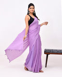 Load image into Gallery viewer, Rajnesa Lavender Blue Plain Cotton Mulmul Saree - Without Blouse