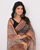 Load image into Gallery viewer, Rajnesa Traditional Block Print Kota Doria Cotton Saree - Black And Red