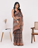 Load image into Gallery viewer, Rajnesa Traditional Block Print Kota Doria Cotton Saree - Black And Red