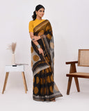Load image into Gallery viewer, Black &amp; Mustard Kota Doria Saree