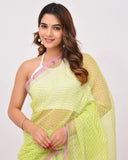 Load image into Gallery viewer, Rajnesa Traditional Block Print Kota Doria Cotton Saree - Lime Green &amp; Lavender
