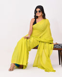 Load image into Gallery viewer, Rajnesa Lime Green Plain Cotton Mulmul Saree - Without Blouse
