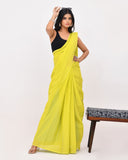 Load image into Gallery viewer, Rajnesa Lime Green Plain Cotton Mulmul Saree - Without Blouse