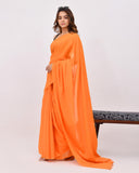 Load image into Gallery viewer, Rajnesa Orange Color Plain Cotton Mulmul Saree - Without Blouse