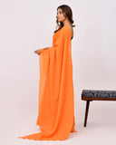 Load image into Gallery viewer, Rajnesa Orange Color Plain Cotton Mulmul Saree - Without Blouse