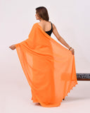 Load image into Gallery viewer, Rajnesa Orange Color Plain Cotton Mulmul Saree - Without Blouse