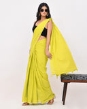 Load image into Gallery viewer, Rajnesa Lime Green Plain Cotton Mulmul Saree - Without Blouse