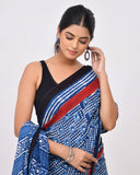 Load image into Gallery viewer, Rajnesa Traditional Block Print Pure Modal Saree - Indigo &amp; Red