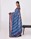 Load image into Gallery viewer, Rajnesa Traditional Block Print Pure Modal Saree - Indigo &amp; Red