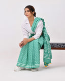 Load image into Gallery viewer, Rajnesa Traditional Half And Half Cotton Mulmul Saree - Mint Green