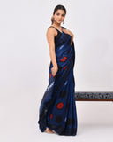 Load image into Gallery viewer, Rajnesa Traditional Block Print Modal Silk Saree - Indigo &amp; Blue