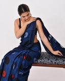 Load image into Gallery viewer, Rajnesa Traditional Block Print Modal Silk Saree - Indigo &amp; Blue
