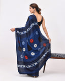 Load image into Gallery viewer, Rajnesa Traditional Block Print Modal Silk Saree - Indigo &amp; Blue