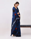 Load image into Gallery viewer, Rajnesa Traditional Block Print Modal Silk Saree - Indigo &amp; Blue