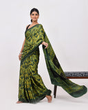 Load image into Gallery viewer, Rajnesa Traditional Block Print Modal Silk Saree - Forest Green