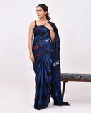 Load image into Gallery viewer, Rajnesa Traditional Block Print Modal Silk Saree - Indigo &amp; Blue