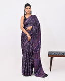 Load image into Gallery viewer, Black &amp; Purple Modal Silk Saree 