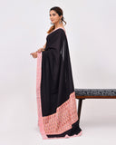 Load image into Gallery viewer, Rajnesa Traditional Patch Work Cotton Mulmul Saree - Black &amp; Peach