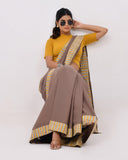 Load image into Gallery viewer, Rajnesa Traditional Patch Work Cotton Mulmul Saree - Mud &amp; Mustard
