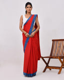 Load image into Gallery viewer, Artistic Patchwork Saree in Red &amp; Indigo
