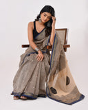 Load image into Gallery viewer, Rajnesa Traditional Block Print Maheshwari Silk Saree - Black Grid
