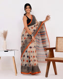 Load image into Gallery viewer, Rajnesa Traditional Block Print Kota Doria Cotton Saree - Beige Polka