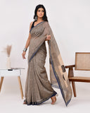 Load image into Gallery viewer, Rajnesa Traditional Block Print Maheshwari Silk Saree - Black Grid
