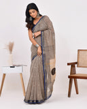 Load image into Gallery viewer, Black Grid Maheshwari Silk Saree