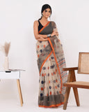 Load image into Gallery viewer, Rajnesa Traditional Block Print Kota Doria Cotton Saree - Beige Polka