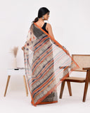 Load image into Gallery viewer, Rajnesa Traditional Block Print Kota Doria Cotton Saree - Beige Polka