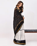 Load image into Gallery viewer, Rajnesa Traditional Block Print Modal Silk Saree - Black &amp; White