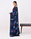 Load image into Gallery viewer, Rajnesa Traditional Block Print Modal Silk Saree - Indigo &amp; Blue