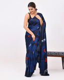 Load image into Gallery viewer, Rajnesa Traditional Block Print Modal Silk Saree - Indigo &amp; Blue