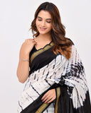 Load image into Gallery viewer, Rajnesa Traditional Block Print Modal Silk Saree - Black &amp; White