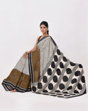 Load image into Gallery viewer, Rajnesa Traditional Block Print Modal Silk Saree - Beige Stripes