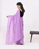 Load image into Gallery viewer, Rajnesa Lavender Blue Plain Cotton Mulmul Saree - Without Blouse