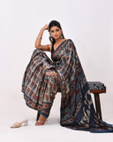 Load image into Gallery viewer, Rajnesa Traditional Block Print Modal Silk Saree - Beige &amp; Blue